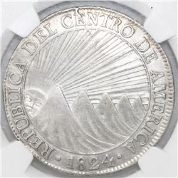 Guatemala (Central American Republic), 8 reales, 1824M, NGC XF details / surface hairlines.