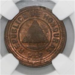 Honduras, 2 centavos, 1910, with CENTAVOS, coin alignment, NGC MS 64 RB, ex-Dana Roberts (stated on 