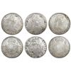 Image 1 : Lot of six Mexico City, Mexico, bust 8 reales, Charles IV and Ferdinand VII: 1797FM, 1805TH, 1808TH,