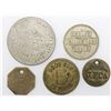 Image 1 : Lot of five brass or base metal tokens related to Panama, ca. early 1900s.