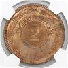 Image 1 : Lot of two Paraguay, copper 2 centesimos, 1870-SHAW: NGC MS 64 RB and MS 63 RB, ex-Heaton Mint Archi
