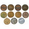 Image 1 : Lot of eleven base metal US "so-called dollars," Panama-Pacific Exposition Fund state medals, 1915, 