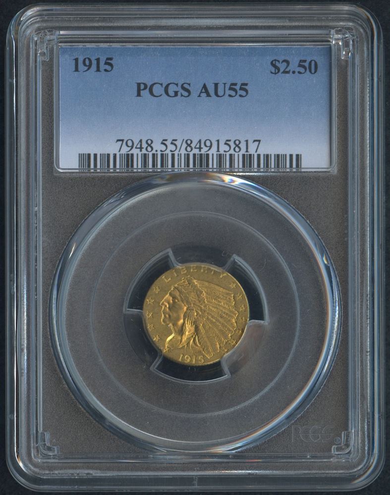 1915 250 Indian Head Quarter Eagle Gold Coin Pcgs Au