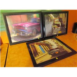 3 framed vintage paintings