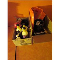 Ice cream syrup/utensils/dessert trays lot
