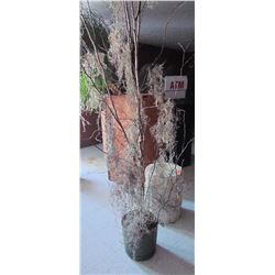 White plant stand with faux tree