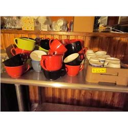 Lot of coffee mugs, assorted sizes and colors