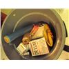 Image 1 : Garbage can full of saran wrap, bags, filters and aluminum foil