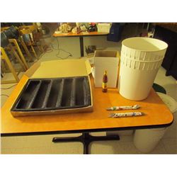 Silform 12 utensil tray liners, Box of Louisiana hot sauce, 2 pails of rolled cutlery