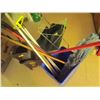Image 3 : Mops and 2 industrial mop pails. Brooms with dust pans & assorted cleaning supplies