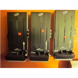3 wall mounted Dixie smart stock cutlery dispensers