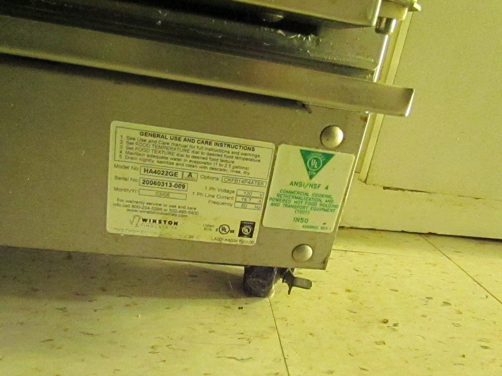 Holding Cabinet 4000 A Series Winston Industrial