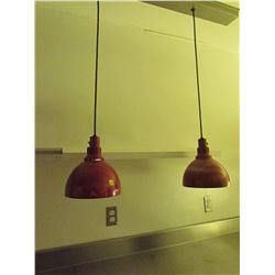 Set of red Merco ceiling lamps
