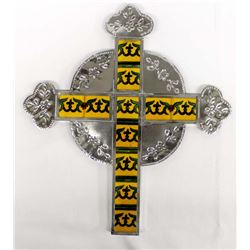 Mexican Pierced Tin and Tile Cross