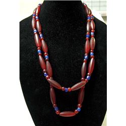 Antique Double Strand Red Glass Trade Beads