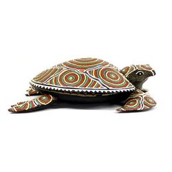 Indonesian Carved Wood Lidded Sea Turtle Box