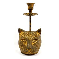 Cast Metal Cat Candlestick Holder
