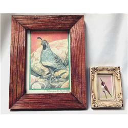 2 Original Framed Bird Paintings