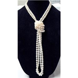 Opera Length Hand Tied Pearl Necklace