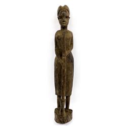 African Carved Wood Female Statue