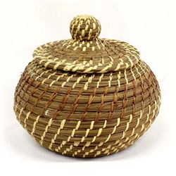 Native American Coushatta Lidded Basket