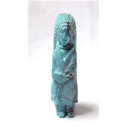 Carved Turquoise Native American Chief Figure