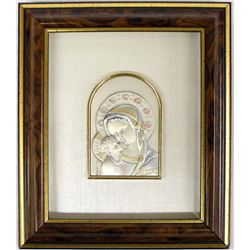 Italian Sterling Silver Madonna Plaque Art