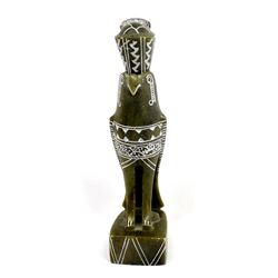 Egyptian Emerald Green Soapstone Carving of Horus