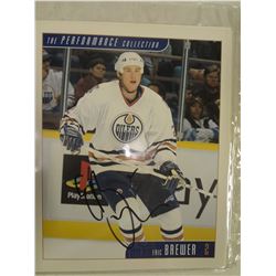 Eric Brewer autographed picture. Performance Collection