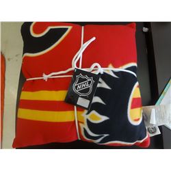 Calgary Flames plush blanket and pillow