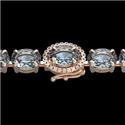 26 CTW Aquamarine & VS/SI Diamond Eternity Tennis Micro Halo Bracelet 14K Rose Gold - REF-285W3F - 2