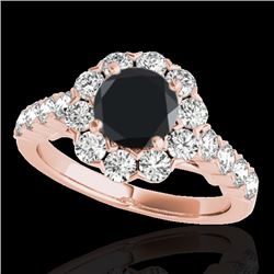 3 CTW Certified VS Black Diamond Solitaire Halo Ring 10K Rose Gold - REF-138W2F - 33557