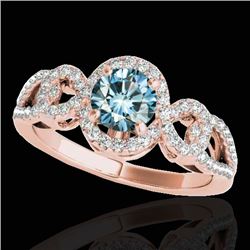 1.38 CTW Si Certified Fancy Blue Diamond Solitaire Halo Ring 10K Rose Gold - REF-174H5A - 33924