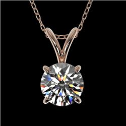 0.77 CTW Certified H-SI/I Quality Diamond Solitaire Necklace 10K Rose Gold - REF-97A5X - 36740