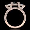 Image 4 : 2.3 CTW Fancy Black Diamond Solitaire Micro Pave 3 Stone Ring 18K Rose Gold - REF-200W2F - 37640