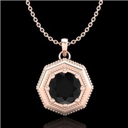 0.75 CTW Fancy Black Diamond Solitaire Art Deco Stud Necklace 18K Rose Gold - REF-44N5Y - 37941