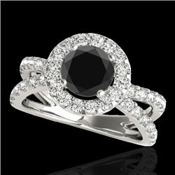 2.01 CTW Certified VS Black Diamond Solitaire Halo Ring 10K White Gold - REF-99Y5K - 34028