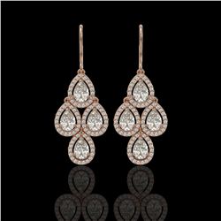 5.22 CTW Pear Diamond Designer Earrings 18K Rose Gold - REF-969K6W - 42774