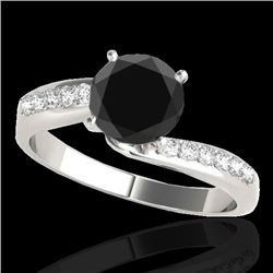 1.4 CTW Certified VS Black Diamond Bypass Solitaire Ring 10K White Gold - REF-54W2F - 35075