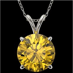 2.50 CTW Certified Intense Yellow SI Diamond Solitaire Necklace 10K White Gold - REF-687X2T - 33248