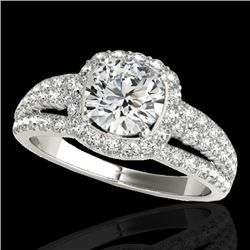 2 CTW H-SI/I Certified Diamond Solitaire Halo Ring 10K White Gold - REF-180M2H - 33998