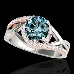 1.3 CTW Si Certified Fancy Blue Diamond Bypass Solitaire Ring 10K White & Rose Gold - REF-165N8Y - 3