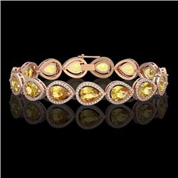 17.3 CTW Fancy Citrine & Diamond Halo Bracelet 10K Rose Gold - REF-282K9W - 41277