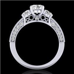2.07 CTW VS/SI Diamond Solitaire Art Deco 3 Stone Ring 18K White Gold - REF-270T2M - 37016