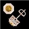 Image 4 : 1.07 CTW Intense Fancy Yellow Diamond Art Deco Stud Earrings 18K Rose Gold - REF-132A8X - 37939