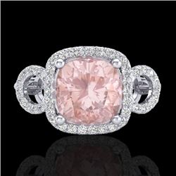 2.75 CTW Morganite & Micro VS/SI Diamond Ring 18K White Gold - REF-83Y3K - 23006