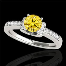 1.11 CTW Certified Si Fancy Yellow Diamond Solitaire Ring 10K White Gold - REF-156X4T - 34834