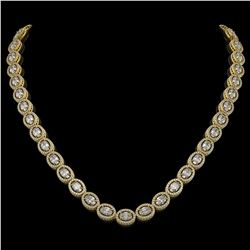 30.41 CTW Oval Diamond Designer Necklace 18K Yellow Gold - REF-5531M8H - 42616