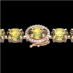 19.25 CTW Citrine & VS/SI Diamond Tennis Micro Pave Halo Bracelet 14K Rose Gold - REF-109H3A - 40225