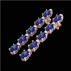 15.47 CTW Tanzanite & VS/SI Certified Diamond Tennis Earrings 10K Rose Gold - REF-189M3H - 29492